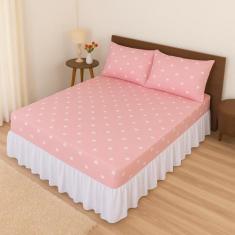 Jogo de cama lençol queen 3 peças percal algodão 200 fios estampado - 