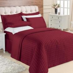 Kit Top Line Cobre Leito Queen 180 Fios + Jogo De Lençol 7 Peças Vinho