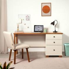 Escrivaninha 150cm 3 Gavetas Madeira Maciça Pinus Ananda CabeCasa Made