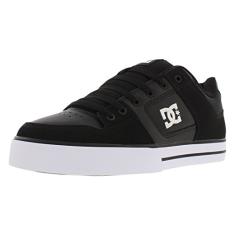 DC Tênis masculino puro casual de cano baixo com cadarço, Preto/Preto/Branco, 43