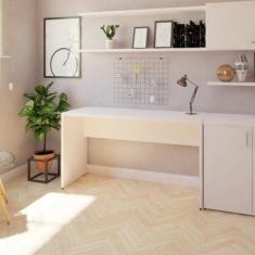 Escrivaninha Mesa Escritório 160cmx47cm 160cm Branca - Bramov Móveis