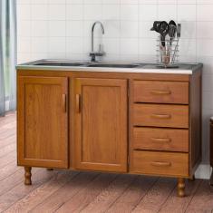 Balcão para Cozinha 2 Portas 4 Gavetas 1200 Móveis MPO Imbuia Fosco