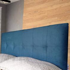 Cabeceira Painel Veneza Suede Liso Azul Casal 140 x 60