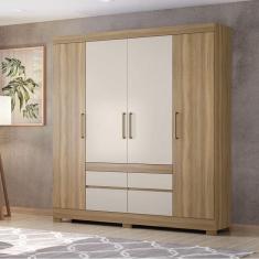 Guarda-Roupa Casal 4 Portas 4 Gavetas Bilbao Demóbile Amendola/Off White