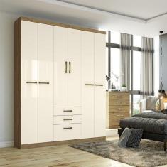 Roupeiro Guarda Roupa Casal Quarto 6 Portas 3 Gavetas Econ