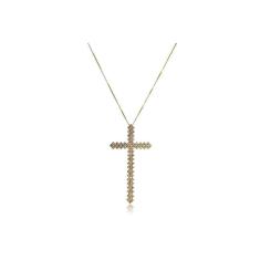 Colar Com Cruz Folheado Em Ouro 18K