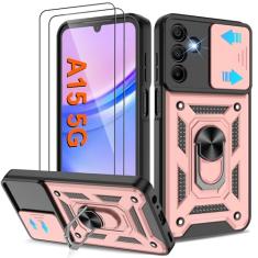 Capa para celular Galaxy A15-5G, capa para Samsung Galaxy A15 5G com [2 peças] protetor de tela HD, resistente à prova de choque com suporte de rotação de 360° [grau militar] capa protetora para A15