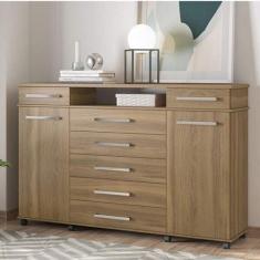 Cômoda 7 Gavetas 2 Portas com Rodízios London - Demóbile