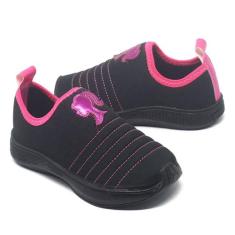 Tênis Infantil Feminino Calce Fácil - Beanna Calçados, Preto, 20