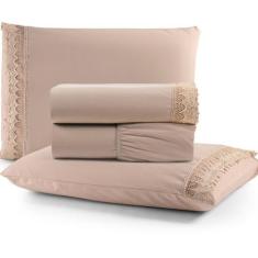 Jogo de Lençol Cama King 4 peças 100% Algodão Percal 200 Fios Gippir -