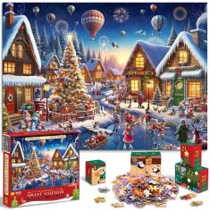 Quebra-cabeça, calendário do advento, Qifeyla, 2024, Natal, 1008 unidades