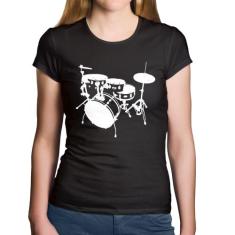 Baby Look Algodão Bateria Música Baterista - Foca na Moda, Preto, GGG