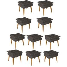 Kit 10 Puff Puf Banqueta Opala Para Quarto Sala Recepção Suede Marrom 