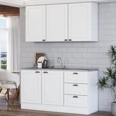 Cozinha Americana Compacta Califórnia 5 Portas 3 Gavetas Branco - Pano