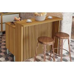 Balcão Ilha Cozinha Gourmet Princesa c/ 1 Porta e 2 Gavetas 120cm Freijo/Off White - Nesher