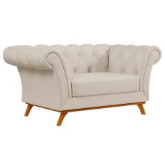 Sofá Para Sala De Estar 150cm 1 Lugar Base Madeira Império C-26 Corano Bege - Domi