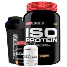 Kit Iso Protein Chocolate 900g + Power Creatina 100g + BCAA 100g + Coqueteleira - Bodybuilders