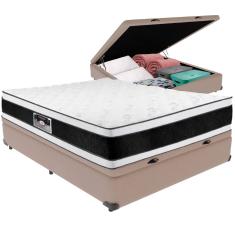 Cama Box Baú e Colchão Black & White Air Double Face Espuma D33 Casal Castor
