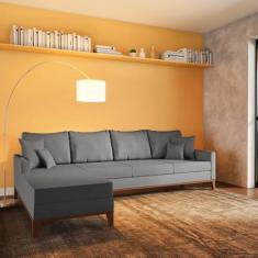 Sofá 4 Lugares Velasco Com Chaise Esquerdo Linho Cinza - Mobly