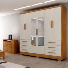 Guarda Roupa Agata 6 Portas 6 Gavetas Com Espelho Com 6 Pés Cumaru/fendi