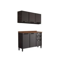 Cozinha Compacta Estilo 2 Peças (1 Armário + 1 Balcão) C2p08 Cinza/grafite - Bertolini