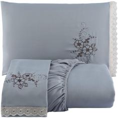 Jogo De Cama Casal Queen 3 Peças Cinza