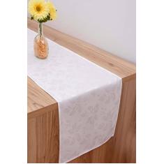 Caminho Trilho De Mesa Tecido Jacquard Branco 2,80x0,40