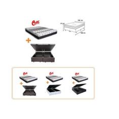  Cama Box Baú Casal Bipartido + Colchão Castor Class 138x188x67 (Ideal