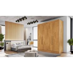 Guarda Roupa Solteiro 4 Portas 3 Gavetas - Nantes-Peroba - Móveis Europa