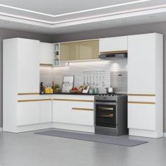 Armário Cozinha Completa de Canto Veneza Multimóveis V2090, Branco/Dou