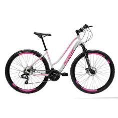 Bicicleta Feminina Rebaixada Aro 29 KSW 21 Marcha Freio Disco, Branco,