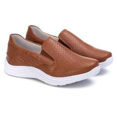 Tênis Sapatênis Casual Feminino Slip em Couro-Feminino