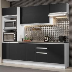 Armário De Cozinha Completa 100% Mdf 250cm 03 Branco/preto