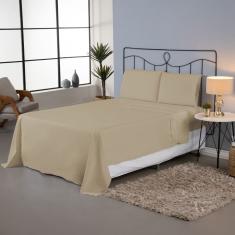 Jogo Lençol King 4 Pçs Percal 140 Fios Liso Ponto Palito