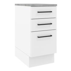 Balcão Madesa Agata 40 Cm 3 Gavetas - Branco Rustic/branco