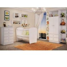 Quarto de Bebê Completo Leãozinho com Guarda Roupa 2 Portas, Cômoda e Berço Espresso Móveis Branco