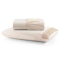 Jogo De Lençol Rubi Solteiro 2 Pçs 100% Algodão 200 Fios Ponto Palito Bordado - Palha