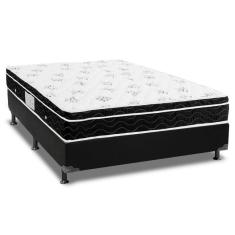 Cama Box Casal: Colchão Molas Bonnel Ortobom Nanolastic Physical Spring + Base CRC Courano Black(138x188)
