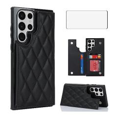 Asuwish Capa de telefone para Samsung Galaxy S21 Ultra 5G Capa carteira com protetor de tela de vidro temperado e suporte de cartão RFID de couro acessórios para celular S21ultra 21S S 21 21ultra G5