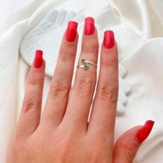 Anel Falange/Infantil Cristal Colorido Semijoia Folheado a Prata-Unissex