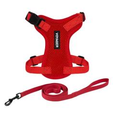 Peitoral para gatos Voyager Step-in Lock ajustável com conjunto de coleira para gatos com alça de neoprene de 1,5 m - suporta gatos de raças pequenas, médias e grandes da Best Pet Supplies - vermelho,