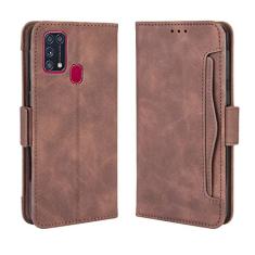 Capa com compartimento para cartão para Samsung Galaxy M31, capa flip carteira de couro para Samsung Galaxy M31, capa magnética retrô para celular, capa carteira com compartimentos para cartões