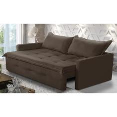 Sofá Sem Caixa Retrátil e Reclinável 1,65m com Molas Maísa Suede Marro