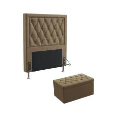 Kit Cabeceira Estofada Centaurus 90 Para Cama de Solteiro e Calçadeira