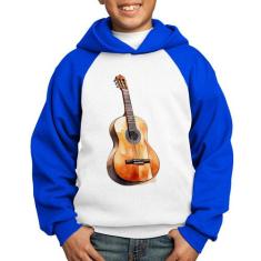 Moletom Infantil Violão - Foca na Moda, Branco, Azul, 8