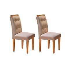 Cadeira Sala de Jantar Imperatriz Kit 2 Un Madeira Capuccino/Linho Bege Turim - Rufato