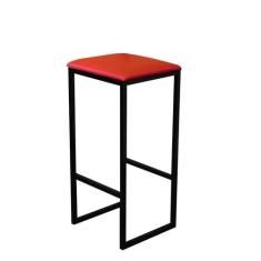 Banqueta Alta Cozinha Balcão Bistrô Industrial Preta Assento Estofado 