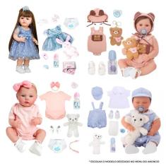 Boneca Bebê Reborn Realista Lançamento Brastoy 100% Silicone Kit Conju