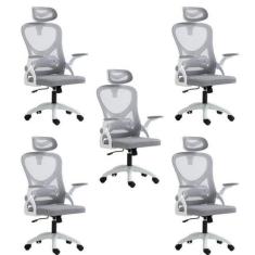 Kit 5 Cadeiras para Escritório Presidente Office Columbus com Tela Mes