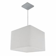 Lustre Pendente Quadrado Vivare Md-4059 Cúpula Em Tecido 21/35x35cm - Bivolt Branco 127/220v